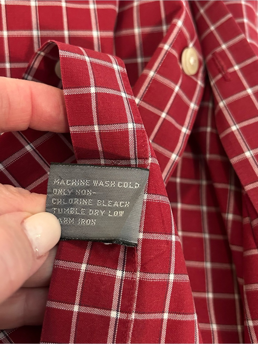 Talbots Red Windowpane Button-Down Shirt - Picture 7 of 7